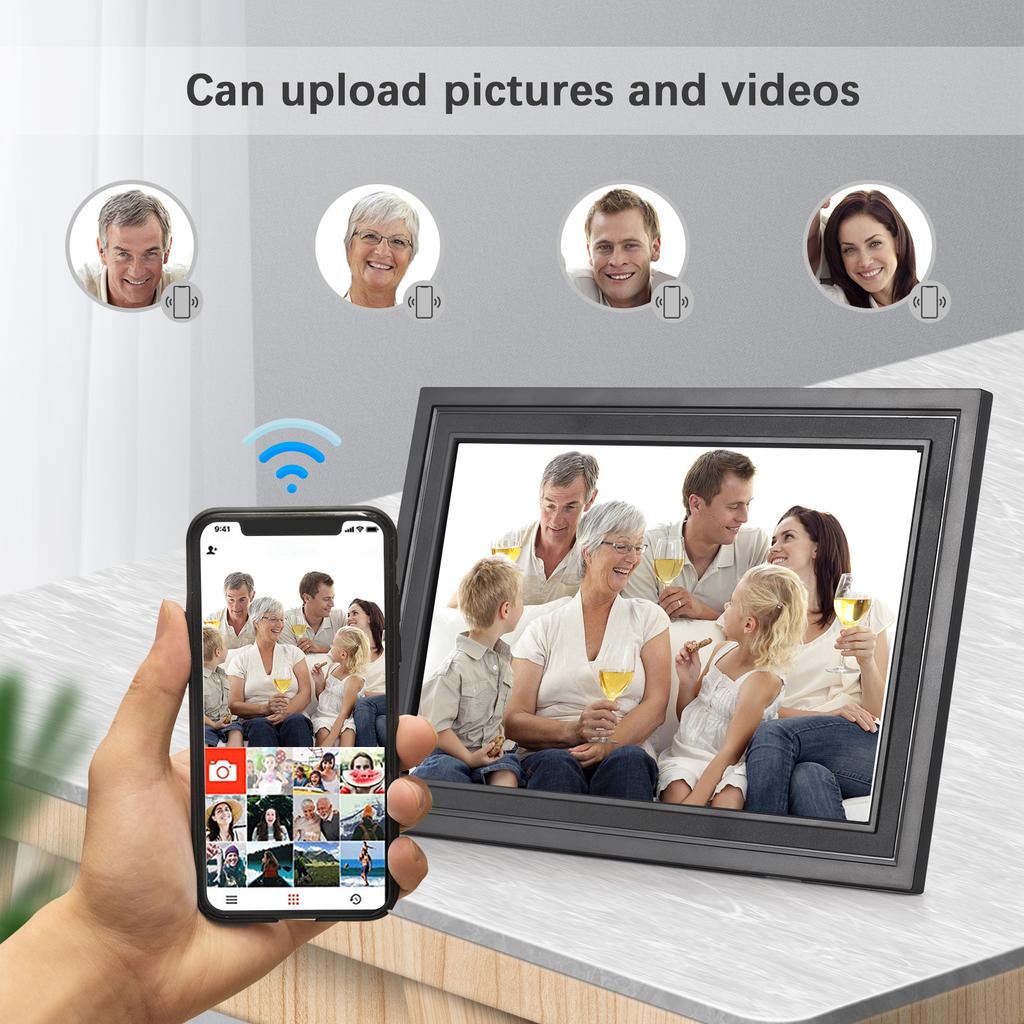 Andoer 10,1-дюймовая цифровая фоторамка с Wi-Fi, облачная цифровая фоторамка, TFT-экран, сенсорное управление, 16 ГБ