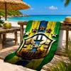 Brazilian Football Crest Printed Microfiber Beach Towel, Soft And Absorbent, Quick-Dry, Ideal for Summer Travel, Beach Essential, Swimming Pool