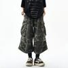 American Style Vintage Pockets Camouflage Jeans Shorts Men Summer Harajuku High Street Loose Chic Calf-Length Pants