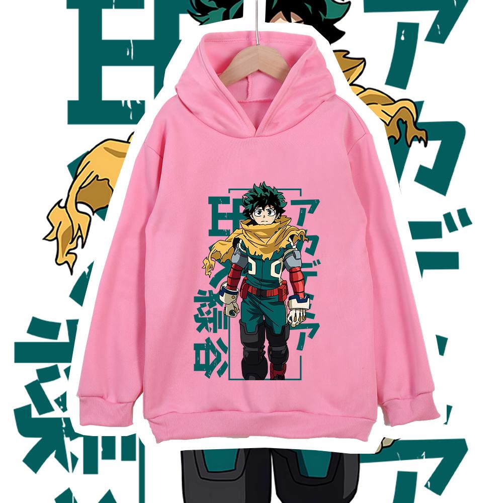 Детская хлопковая футболка с принтом из аниме Mha Midoriya, унисекс худи-толстовка для мальчиков и девочек 100-160 см, мультяшная повседневная одежда