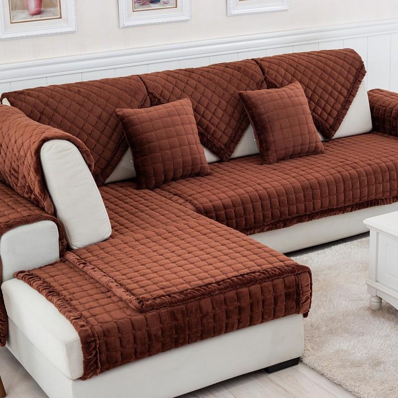 Зимние минималистичные современные фланелевые диванные подушки, короткие плюшевые чехлы для диванов, нескользящие