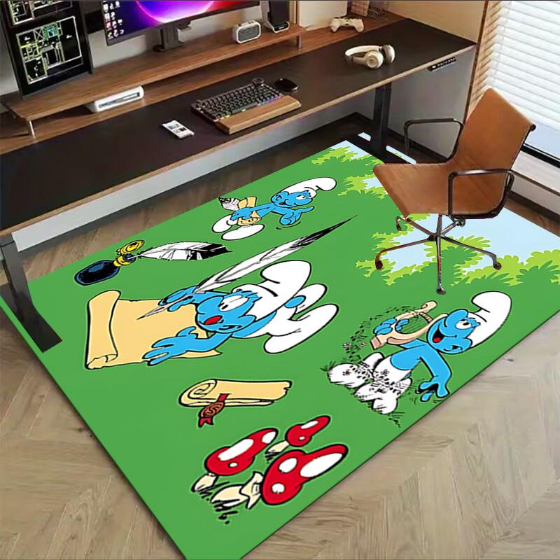 1pc Smurfs Forest Carpet for Playroom Bedroom Living Room Sofa Home Decor,kids Game Area Rug Non-slip Floor Mat Y72398