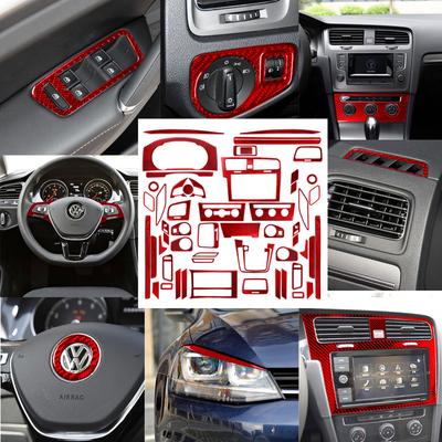 Автомобильные аксессуары для Volkswagen VW Golf 7 GTI MK7 2014-2019, Стайлинг автомобиля, внутренние красные наклейки из углеродного волокна