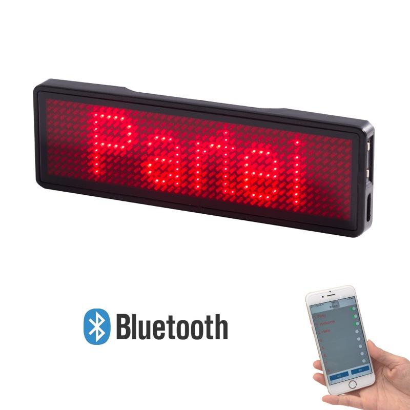 Светодиодный Bluetooth значок с экраном для визитки - Сменяемый текст, Бегущая строка, Мобильный адаптер, Идеально для идентификатора водителя такси.