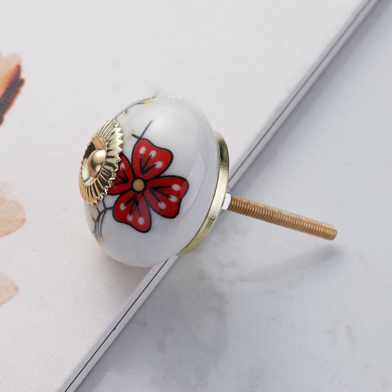 Pastoral Style Painted Ceramic 28*40mm Round Bedroom Cabinet Door Drawer Kitchen Handle Drawer Furniture Box Knobs