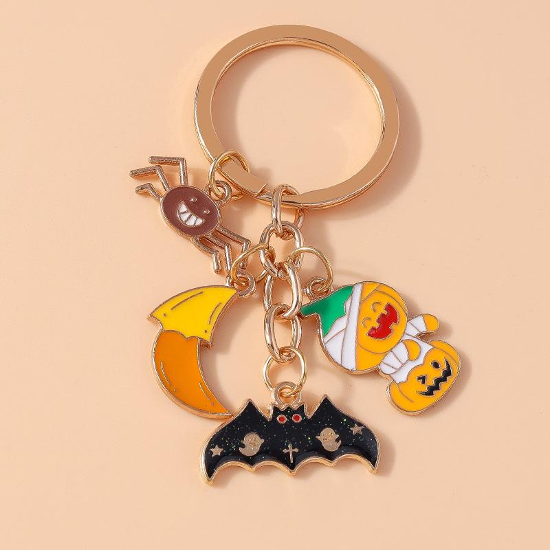 New Enamel Halloween Pumpkin Keychain Bat Ghost Key Rings Pendants for Car Key Holder Handbag Decor DIY Handmade Jewelry Gifts
