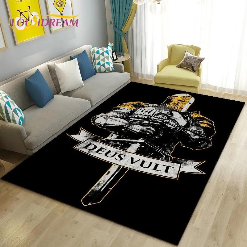 Ковер Игровой Зона Рыцарь Тамплиер Крестоносцы Большой,Ковер для Гостиной Спальни Дивана Придверный коврик Кухня,Нескользящий Коврик для Пола