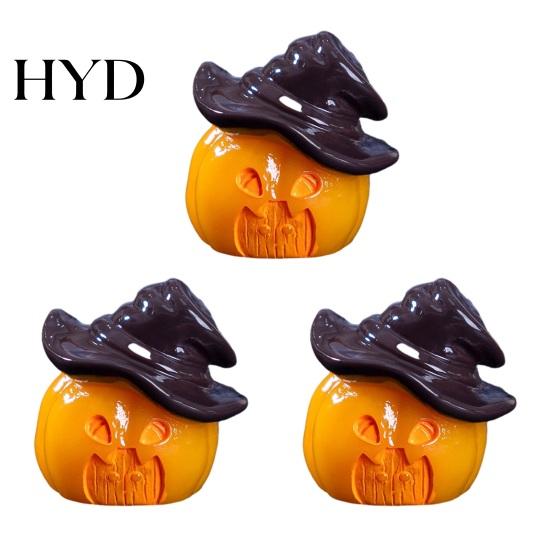 DIY Micro Landscape Decor 3Pcs Halloween Mini Resin Figurines, Miniature Pumpkin Ghost Grim Reaper Outdoor Decoration Castle Statue for Spooky