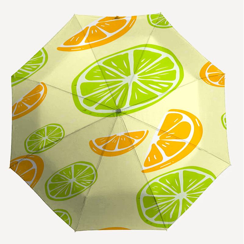 1PC Lemon Lime Automatic Open/Close Umbrella with Windproof, 8-Rib Sturdy Canopy, Durable Ribs, Fashionable Design, Outdoor Accessory, Fun Prin, Holid