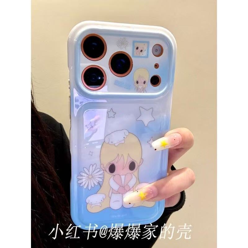 Подходит для Apple iphone17promax размазанная девушка 16pro простой 15ins милый 14 противоударный чехол для мобильного телефона