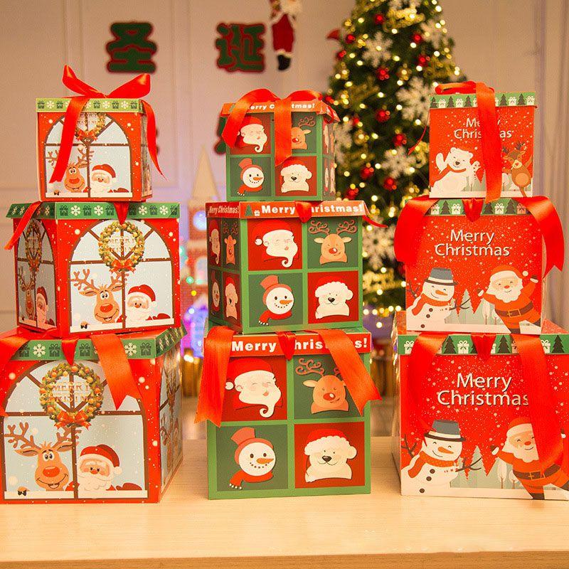 Восхитительная коллекция из 3 премиальных больших подарочных коробок на Рождественский сочельник с элегантной крышкой и лентой