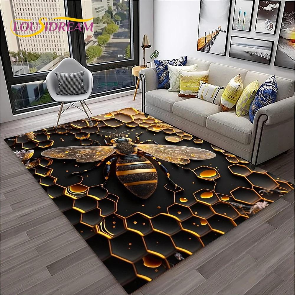 Insect Cartoon Bee Cute HoneyBee Carpet Rug for Home Living Room Bedroom Sofa Doormat Decor,kids Area Rug Non-slip Floor Mat
