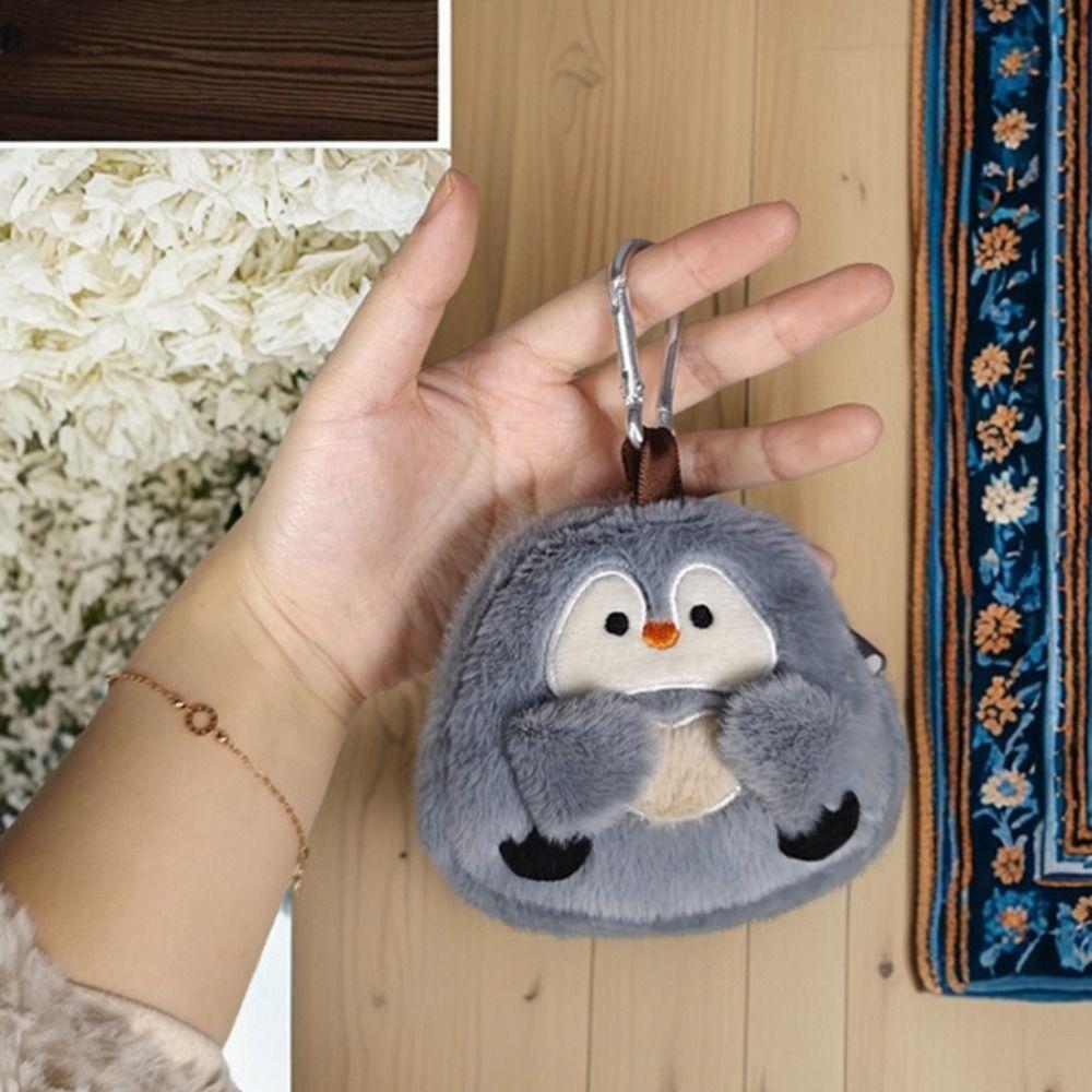 Кошелек для монет в виде пингвина на молнии, сумка для хранения мелких предметов, плюшевый кошелек со шнурком для девочек