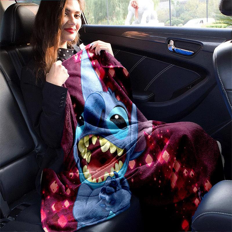 1pc Stitch Printing Blanket for All Season, Unisex Cartoon Blanket, Office Blanket, Lunch Rest Blanket, Camping