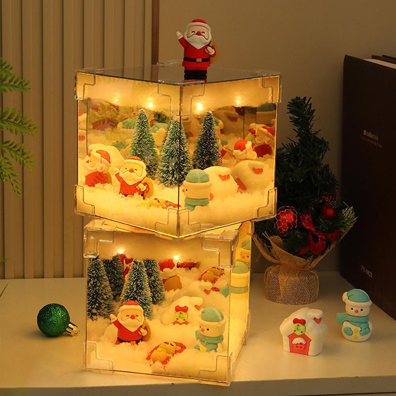 Сделай сам Санта-Клаус Ночной Светильник Куб Дизайн Домашний Рождественский Снежный Декор Элегантные Рождественские Световые Украшения Для Festivel