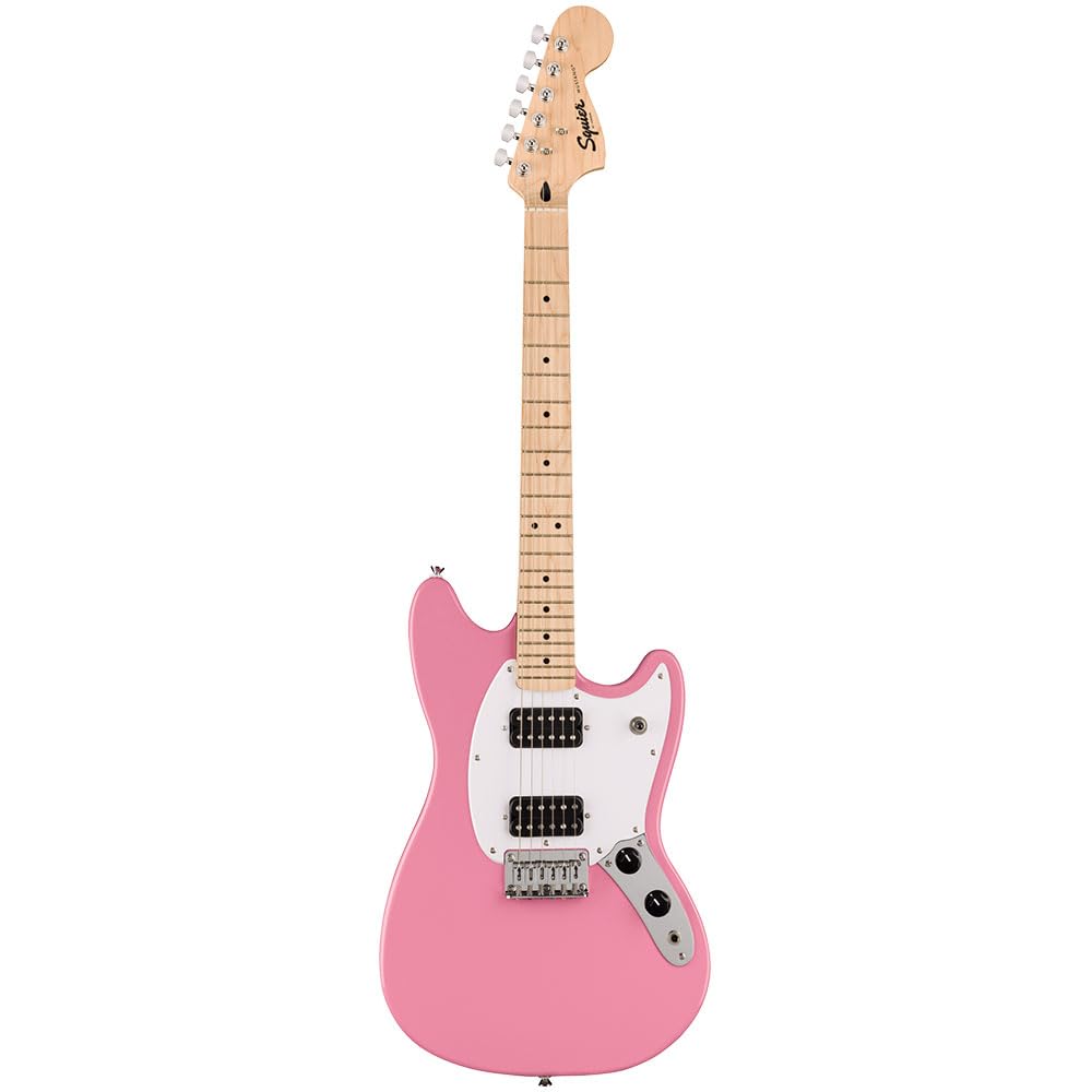 Squier by Fender Squier Электрогитара Squier Клен Белый Вспышка Розовый с Мягким Чехлом Sonic™ Mustang® HH, Накладка на гриф, Пикгард,