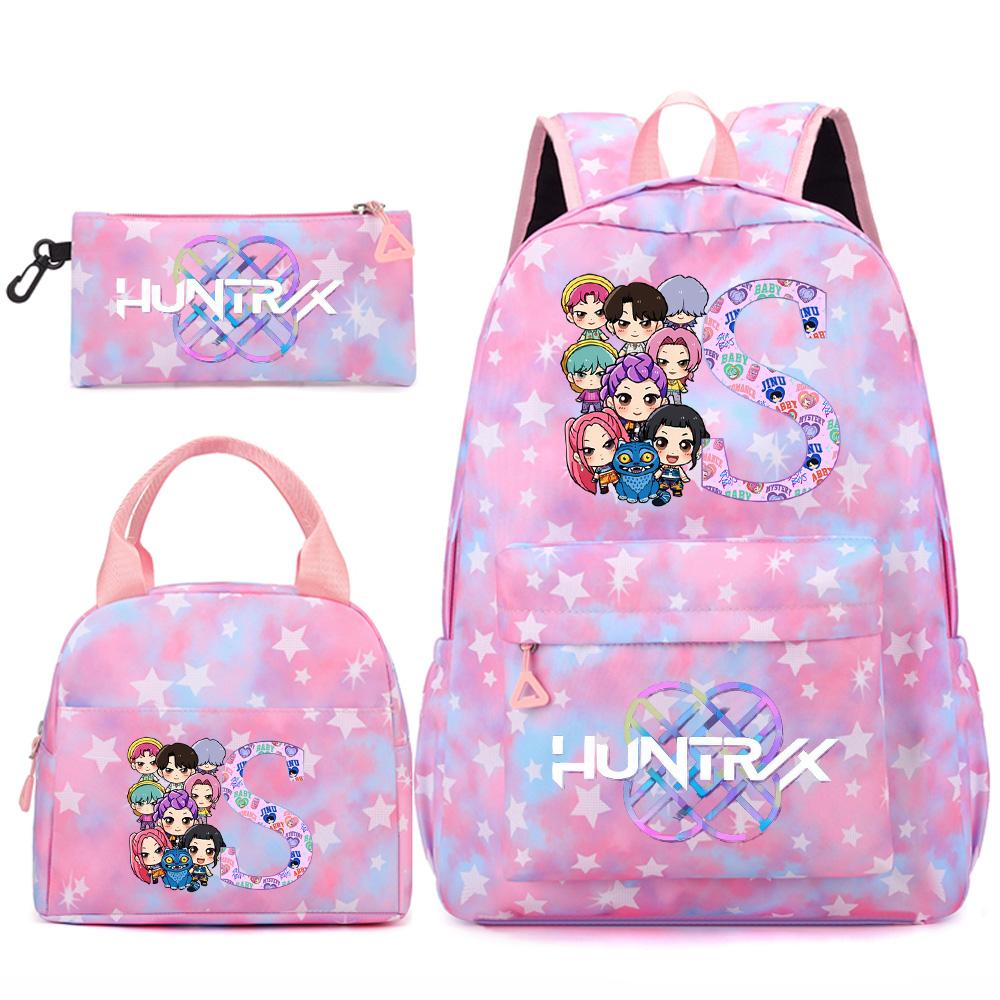 3Pcs/set 26 English Letter Kpop Printed Backpack Handbag Pencil Case for Teenger Student Girl Boy Schoolbag Kid Bookbag Large Capacity Travel Bag Gift