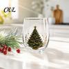 Праздничные сезонные стаканы для напитков Рождественские коктейли Стакан, Дизайн Санта-Клауса, снеговика, оленя, елки Стакан, 300 мл Бессвинцовые прочные стеклянные стаканы Праздничная посуда для напитков
