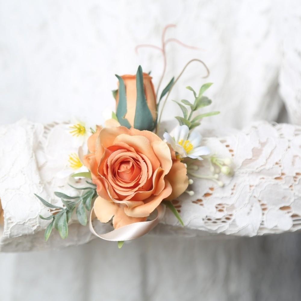 Elegant Wedding Wrist Corsage Silk Flowers Rose Corsage Artificial Boutonnieres Flowers Bride