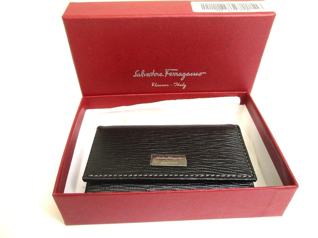 Authentic Salvatore Ferragamo Black Leather Silver H/W 6Pics Key Case #a704 Refurbished