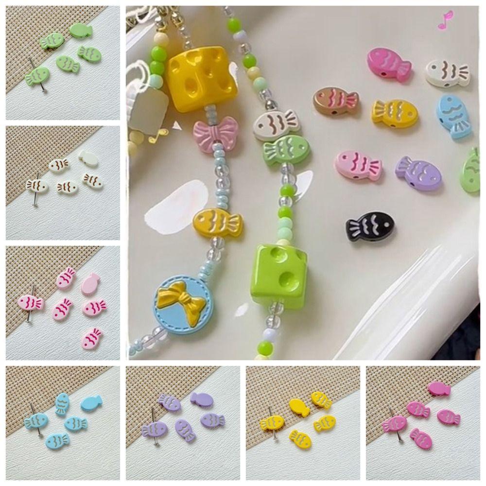 10pcs Handmade Craft Spacer Loose Beads Zinc Zinc Alloy Jewelry Making Material Hairpin Small Fish Beads Gift