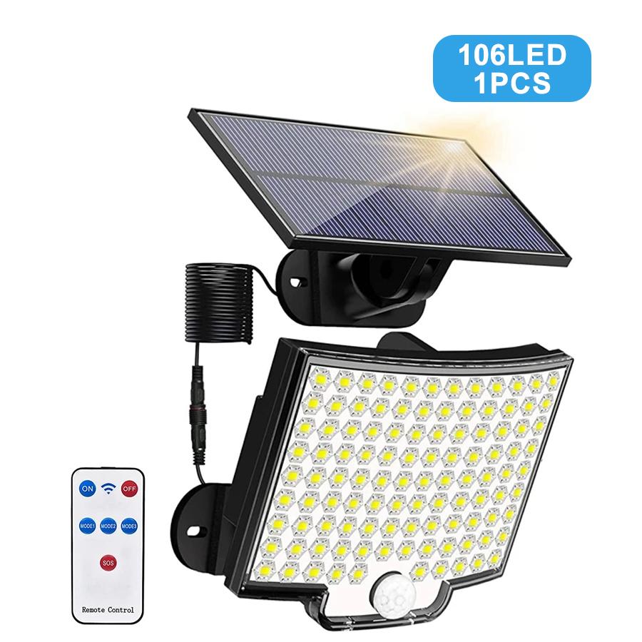 128/106 Солнечный светодиодный светильник для улицы, водонепроницаемый, с датчиком движения, точечные светильники для освещения садовой дорожки, настенные светильники для гаража