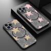 Для iPhone 16 Pro Max 16E 15 14 Pro 13 Чехол Звездный узор Матовый Прозрачный Беспроводная зарядка Ударопрочный Мягкий край для MagSafe Магнитный чехол для телефона