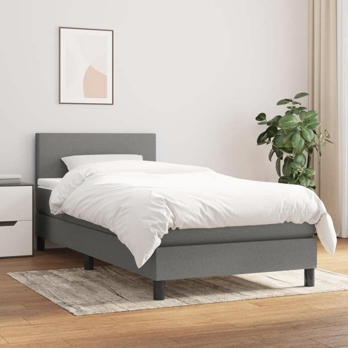Maison Exclusive - Sommier à lattes de lit avec matelas Gris foncé 80x200 cm Tissu