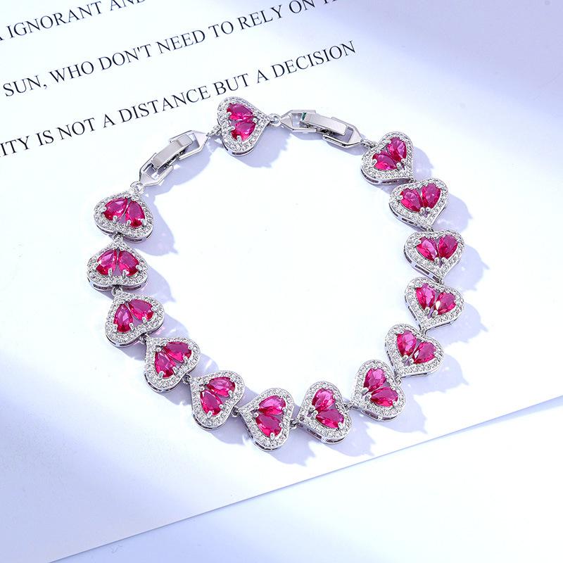 Water Drop Love Zircon Bracelet Copper Platinum Plated 17.5Cm Long Free Extension Buckle Color Treasure Bracelet