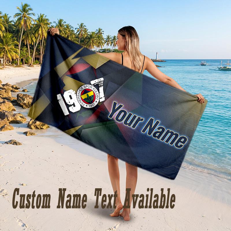 Fenerbahçe FC Design Beach Towel Custom Text Large Towel for Beach Vacation