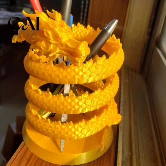 Decorative Pen Cup for Study Coiled Dragon Holder, Chinese Style Pencil Holder Desk Organizer, Stationery Storage Container Office School Supplies