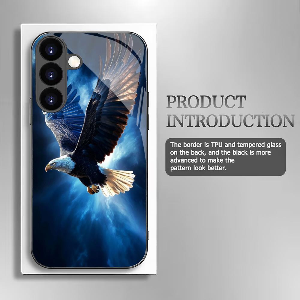 Стеклянный чехол для телефона с рисунком летящего орла, подходит для Samsung Galaxy S26 S25 S24 S23 S22 S20 FE/Ultra/Plus, противоударная задняя крышка