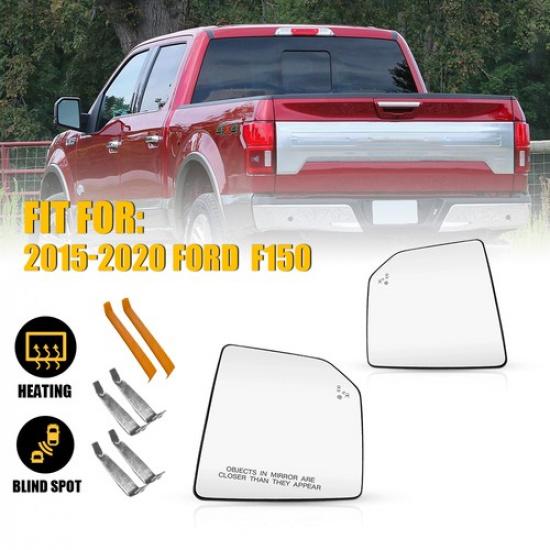 Mirror Glass Heated Blind Spot For 2015- Ford F150 Driver Passenger Side 2X