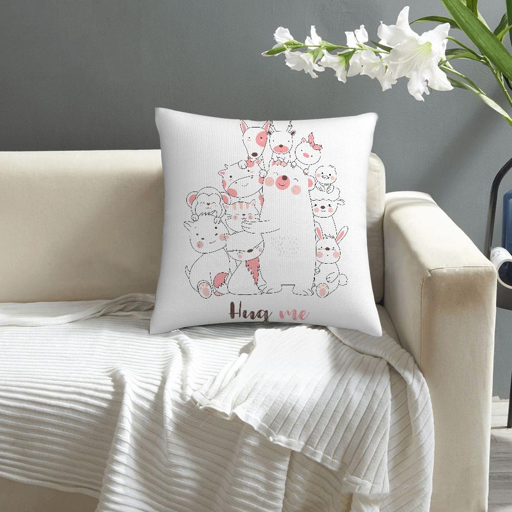 Cartoon Cute Animals Pillow Case Sofa Decorative Home Double-sided Print Plush Square Throw Pillow Covers Cushion Decor Cover