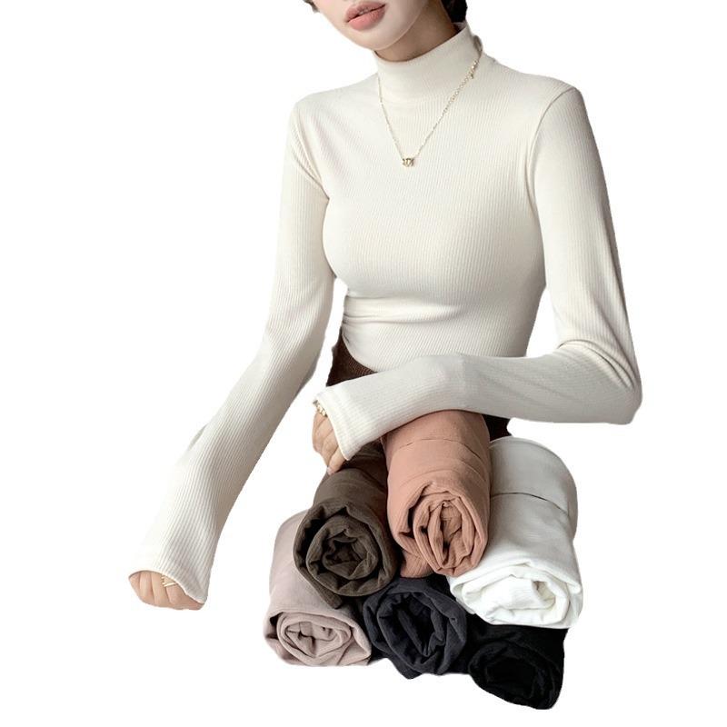 Широкая полосатая однотонная полуводолазка базового слоя для женщин, облегающий и узкий топ со средней горловиной, можно носить как внутри, так и снаружи