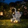 Уличный солнечный садовый светильник Статуэтка кошки, Декор из смолы с полосками, Автоматический светодиодный светильник для украшения балкона, Водонепроницаемое (IP65) украшение для газона, Патио, Подарок для любителей