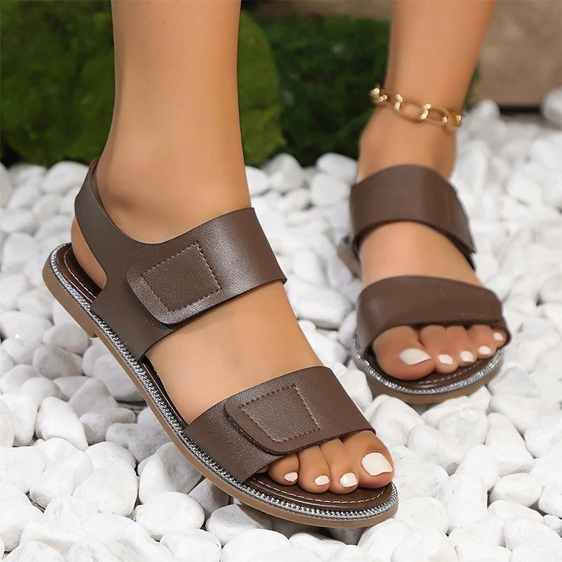 Women's Summer Flat Sandals 2024 New Beach Open Toe Shoes Designer Brand Casual Slide Solid Color Stylish Comfort Zapatos
