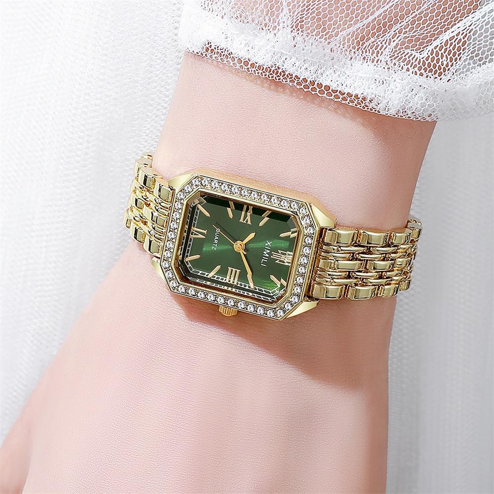 Luxury Brand Gold Watches Women Business Wristwatch Diamond dial Female Student Fashion Square Quartz Watches Clock Gift