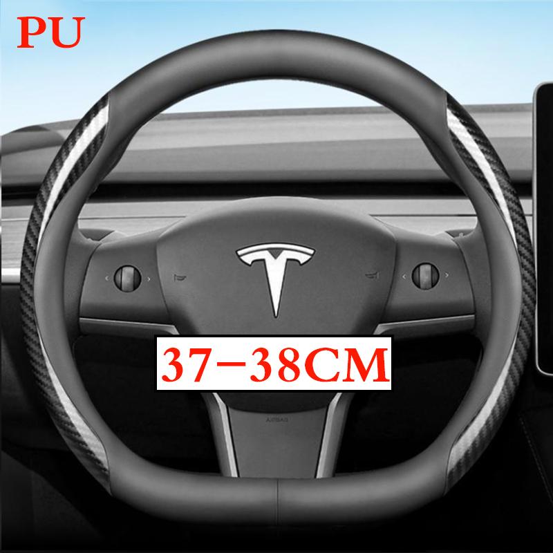 36-38 см Замшевая кожаная накладка на руль автомобиля для Tesla Model 3 Y S X 2024 2025 2026 Аксессуары