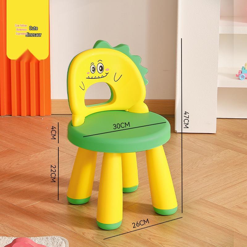 Детский стул со спинкой в виде дракона-динозавра - Утолщенный пластиковый мультяшный табурет
