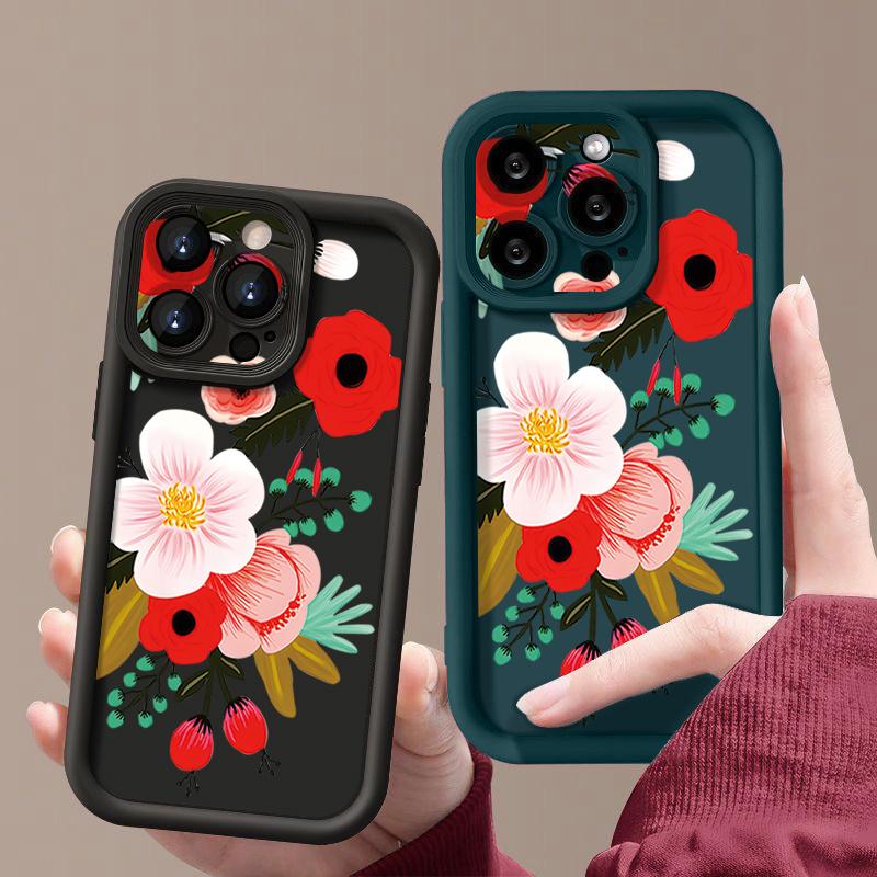 Чехол для iPhone 16 с мультяшным цветочным узором, противоударный, из ТПУ, силиконовый, мягкий чехол для iPhone 13 14 15 Pro Max 12 11 iPhone 16 Pro Max Funda