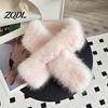 Cold Weather Thermal Wrap Faux Fur Collar Scarf for Women, Plush Neck Warmer Scarf, Fluffy Soft Velvet Scarves, Thanksgiving Christmas Fashion