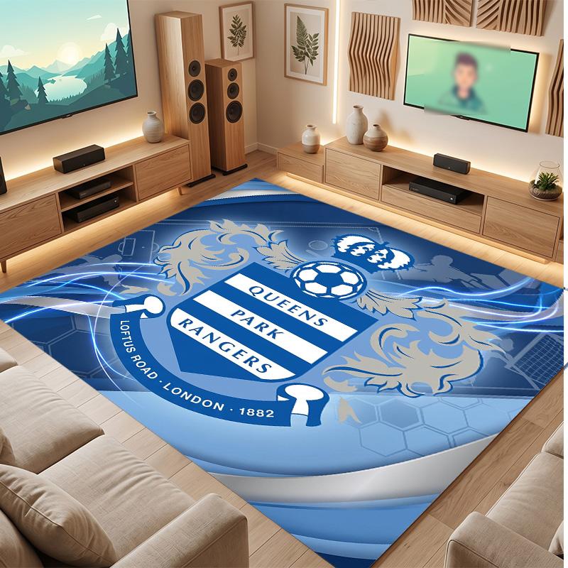 Queens Park Rangers Football Print Crystal Velvet Rug, Comfortable Water Absorbent Non Slip Indoor Floor Carpet