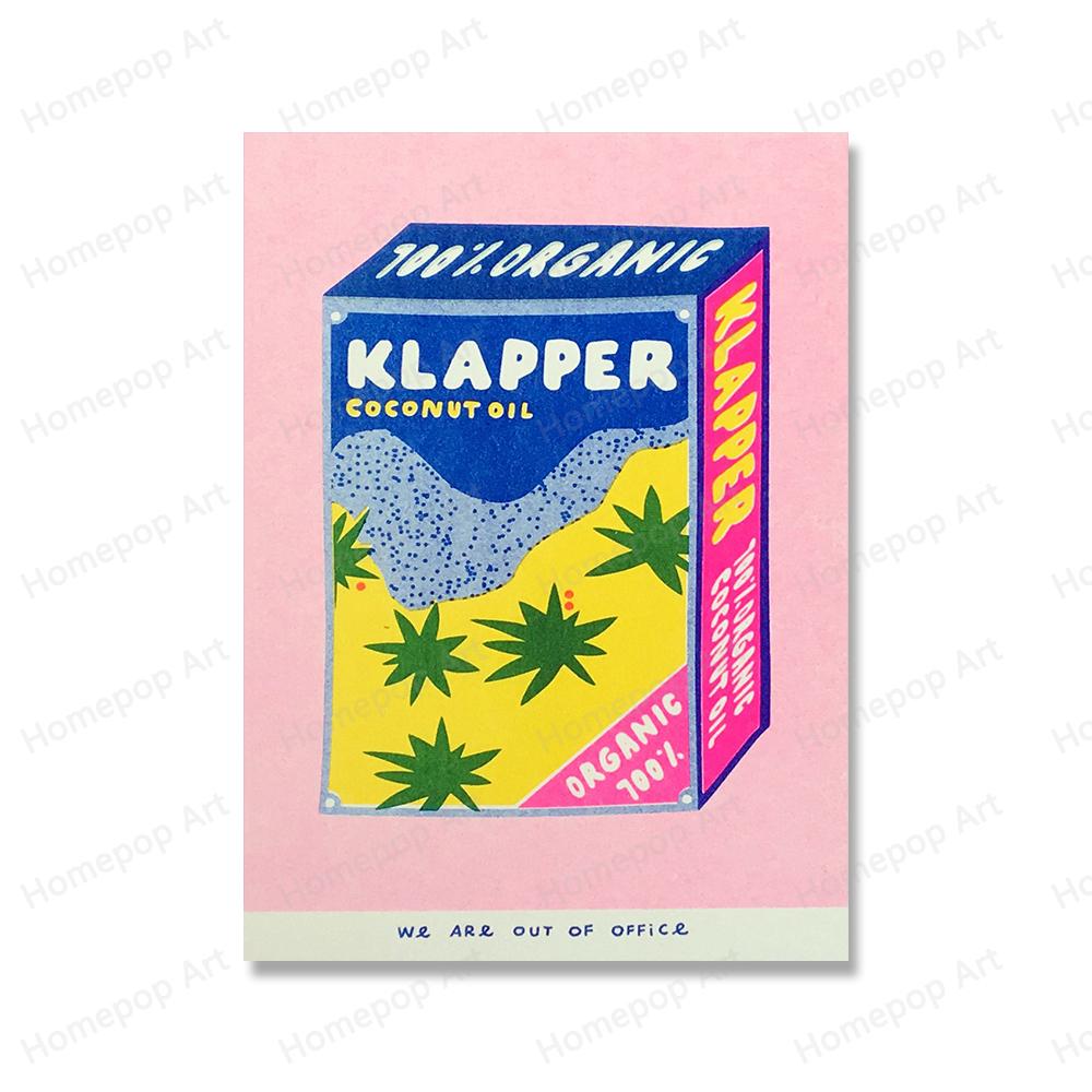 Японское ведро кокосового масла, консервированные сливы, помидоры, сардины, настенная живопись, скандинавский плакат, чай с розой, принт, картина, декор для гостиной