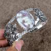 Lepidolite Gemstone Handmade 925 Sterling Silver Cuff Bangle Adjustable KKG-1029