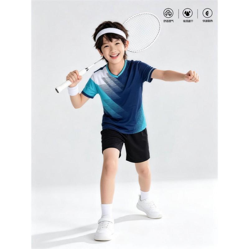 Kids Badminton Sport Set Short Sleeve Quick Dry Training Uniform Boys Girls