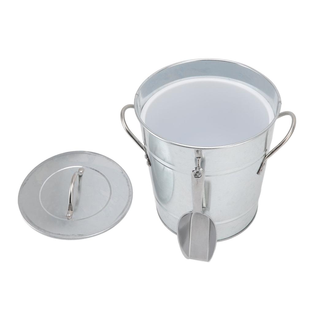Ice Bucket Round with Ice Shovel Galvanized Sheet Plastic Beer Chiller Bin for Bar Home