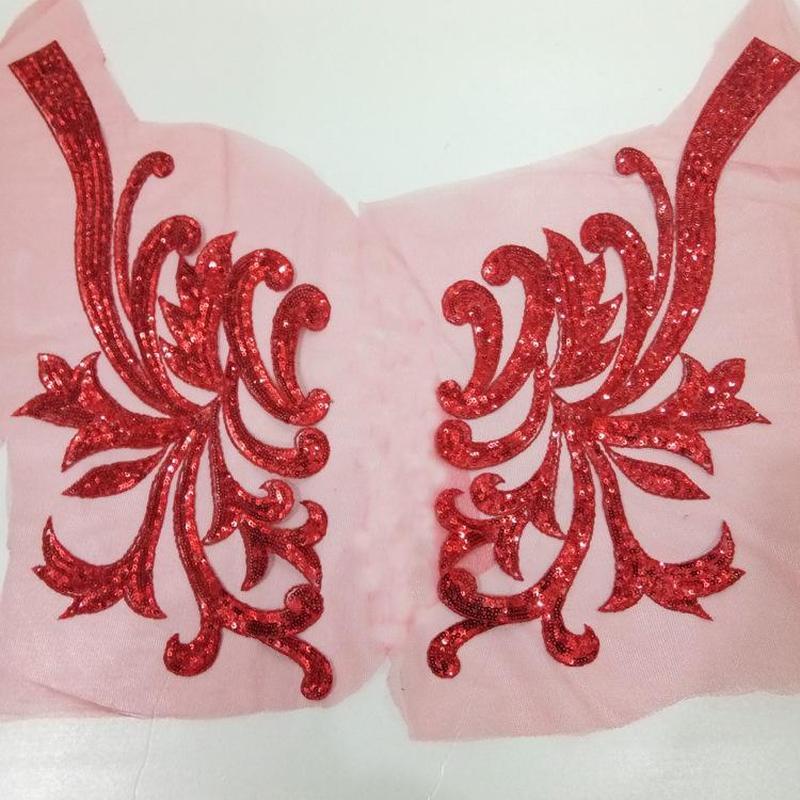 Silver Lace Fabric Embroidered Gown Appliques Flora Collar Mesh Baroque Vintage Sew On Patches For Wedding Decoration Dress DIY