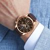 RUIGE New Multi functional Men's Quartz Watch Authentic Leather Glow Trend Men's Watch Waterproof Blue Men's Watch
