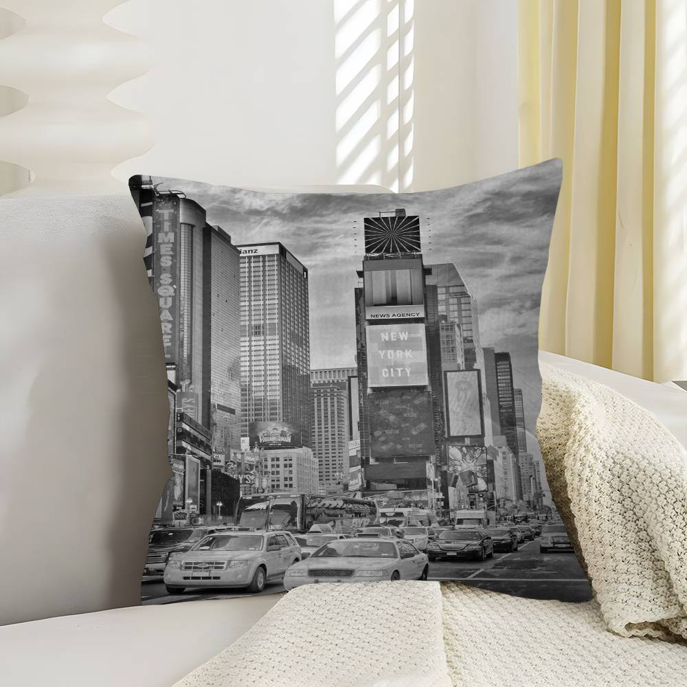 Black And White City Art Pillow Cushion Cover Pillowcase Living Room Sofa Home Decor Customized